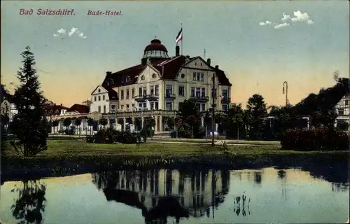 Ak Bad Salzschlirf in Hessen, Badehotel, Teich