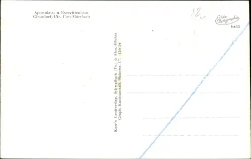Ak Gleusdorf Untermerzbach in Unterfranken, Kath. Apostolatshaus, Müttergenesungsheim