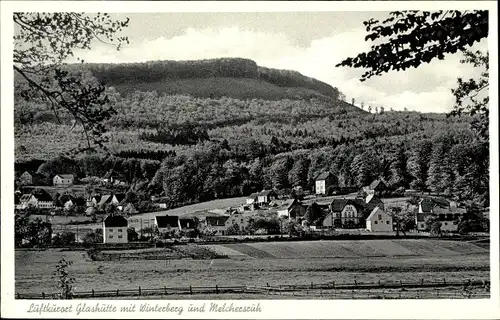 Ak Glashütte Schieder Schwalenberg im Kreis Lippe, Blick zum Ort mit Winterberg und Melchersruh