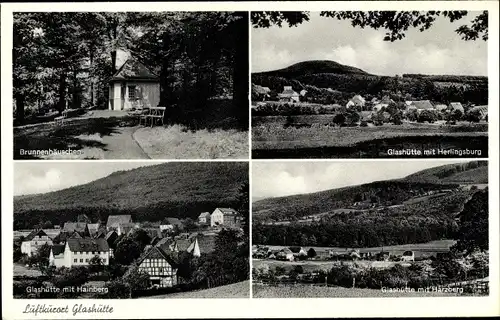 Ak Glashütte Schieder Schwalenberg in Lippe, Herlingsburg, Harzberg, Hainberg, Brunnenhäuschen