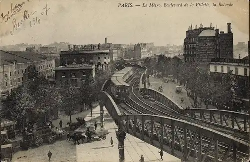 Ak Paris XIX., Le Metro, Boulevard de la Villette, la Rotonde, U Bahn