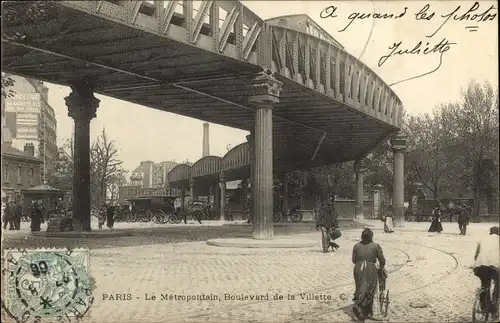Ak Paris XIX., Le Metro, Boulevard de la Villette