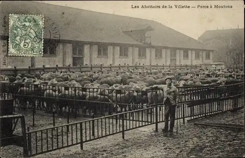 Ak Paris XIX., Les Abattoirs de la Villette, Parcs a Moutons