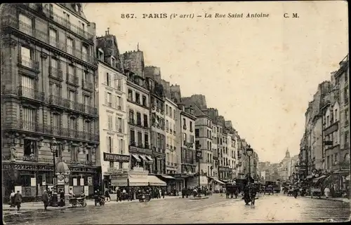 Ak Paris IV., La Rue Saint Antoine, Comptoir Nationale