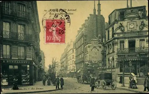 Ak Paris XVII., Rue des Batignolles, Handlung