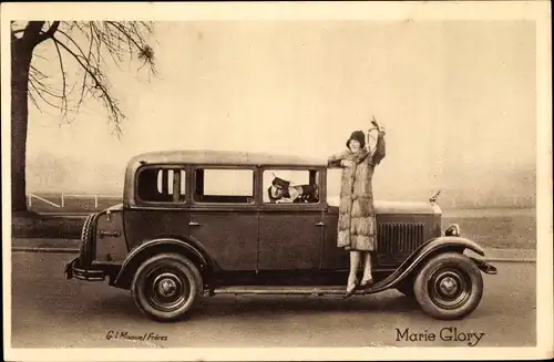 Ak Schauspielerin Mary Glory, Reklame, Peugeot 126, Automobil