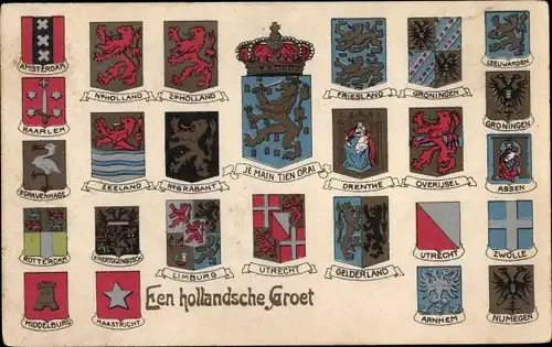 Wappen Ak Een hollandsche Groet