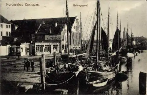 Ak Nordseebad Cuxhaven, Partie im Hafen, Restaurant