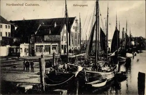 Ak Nordseebad Cuxhaven, Partie im Hafen, Restaurant