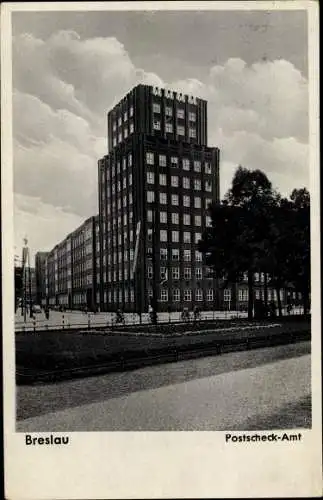 Ak Wrocław Breslau Schlesien, Postscheckamt