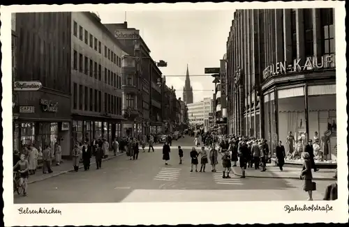 Ak Gelsenkirchen im Ruhrgebiet, Bahnhofstraße, Geschäfte
