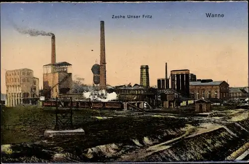 Ak Wanne Herne, im Ruhrgebiet, im Ruhrgebiet, Zeche Unser Fritz