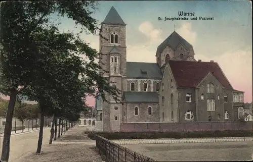 Ak Wanne Herne im Ruhrgebiet, St. Josephskirche und Pastorat