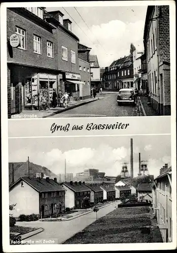 Ak Baesweiler Nordrhein Westfalen, Löffelstraße, Feldstraße mit Zeche