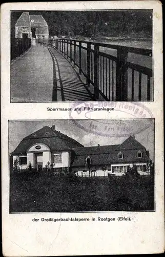 Ak Roetgen in der Eifel, Dreilägerbachtalsperre, Sperrmauer, Filtrieranlagen
