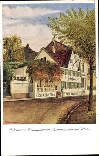 Künstler Ak Behre, E., Bellinghausen Königswinter im Rhein Sieg Kreis, Weinhaus