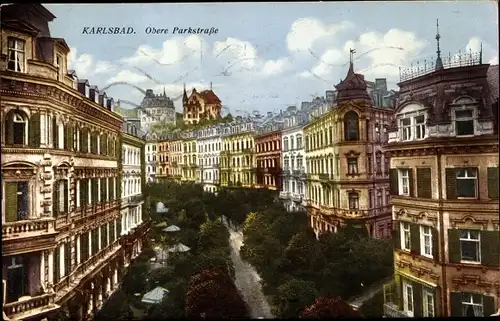 Ak Karlovy Vary Karlsbad Stadt, Obere Parkstraße