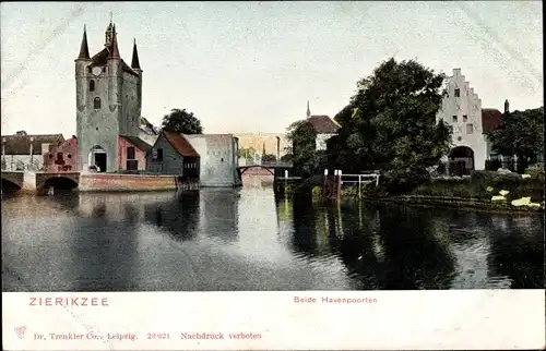 Ak Zierikzee Zeeland, Beide Havenpoorten