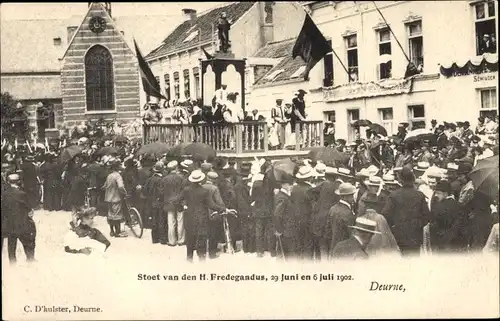 Ak Deurne Antwerpen Flandern, Stoet van den H. Fredegandus, 1902