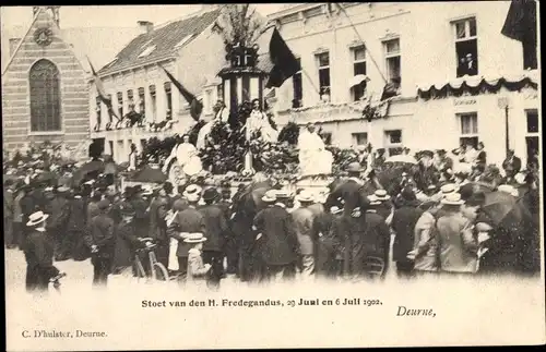 Ak Deurne Antwerpen Flandern, Stoet van den H. Fredegandus, 1902