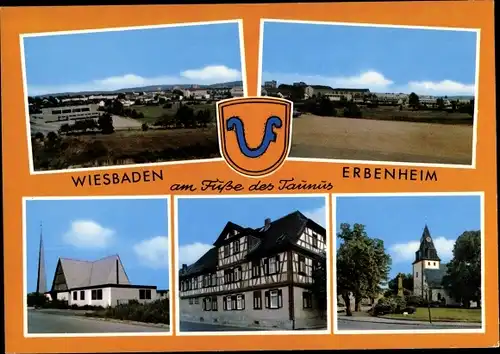 Ak Erbenheim Wiesbaden in Hessen, Teilansichten, Fachwerkhaus, Kirche
