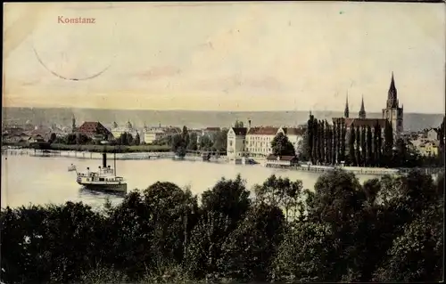 Ak Konstanz am Bodensee, Blick auf Hafen und Stadt