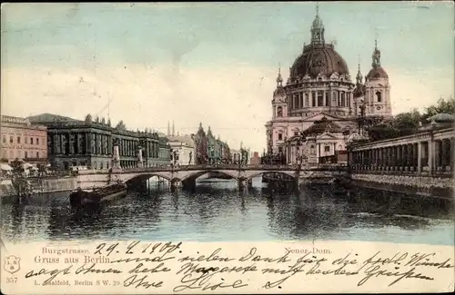 Ak Berlin Mitte, Burgstraße, Friedrichsbrücke, Börse, Berliner Dom