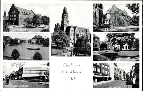 Ak Gladbeck im Ruhrgebiet Westfalen, Rathaus, Haus Wittringen, Hochstraße, Post