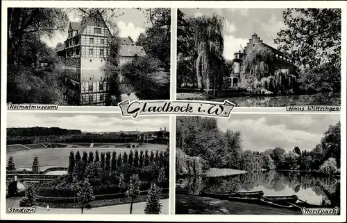 Ak Gladbeck im Ruhrgebiet Westfalen, Haus Wittringen, Schloss, Heimatmuseum, Stadion, Nordpark