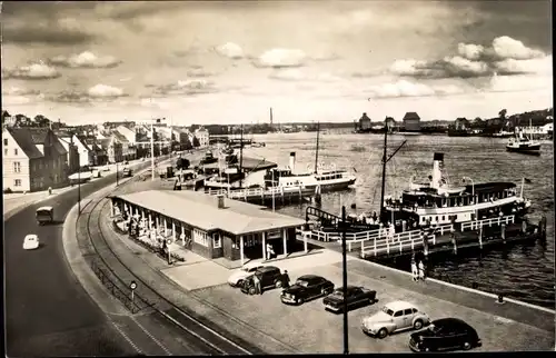 Ak Flensburg in Schleswig Holstein, Fördebrücke, Dampfer