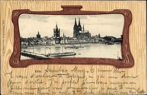 Passepartout Ak Köln am Rhein, Gesamtansicht, Brücke, Dom