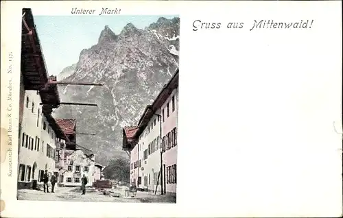 Ak Mittenwald in Oberbayern, Unterer Markt