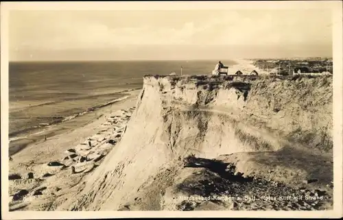 Ak Kampen auf Sylt, Rotes Kliff mit Strand