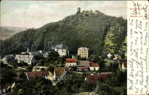 Ak Nassau an der Lahn, Blick zur Burg, Ort
