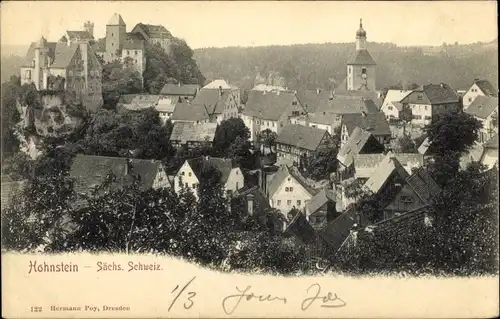 Ak Hohnstein in der Sächsischen Schweiz, Blick auf Stadt und Kirche