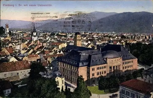 Ak Freiburg im Breisgau, Stadtüberblick mit neuer Universität