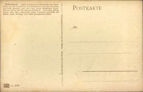 Künstler Ak Astudin, Rolandseck Remagen am Rhein, Hotel, Insel