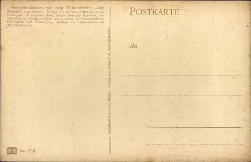 Künstler Ak Astudin, Assmannshausen Rüdesheim am Rhein, Künstlerheim Zur Krone