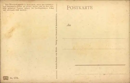 Künstler Ak Astudin, N., Bacharach am Rhein, Wernerkapelle, Ruine