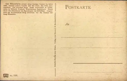 Künstler Ak Astudin, N., Bingen am Rhein, Der Mäuseturm, Uferblick, Steg