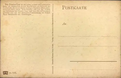 Künstler Ak Astudin, N., Erpel am Rhein, Erpeler Ley, Berg, Basaltfelsen, Flussufer