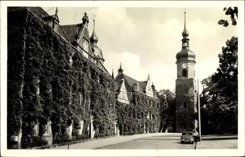 Ak Riesa an der Elbe Sachsen, Rathaus mit Kirche