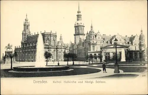 Ak Dresden Altstadt, Kath. Hofkirche und Königl. Schloss