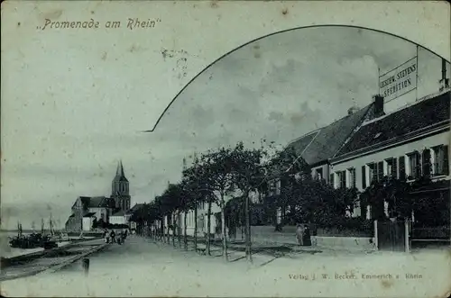 Mondschein Ak Emmerich am Niederrhein, Promenade am Rhein