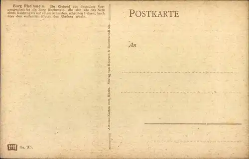 Künstler Ak Astudin, Trechtingshausen am Rhein, Burg Rheinstein