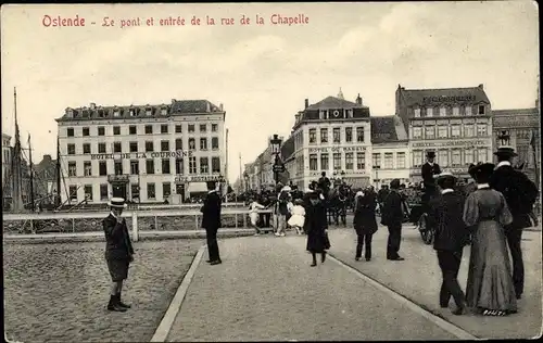 Ak Oostende Ostende Westflandern, Le Pont et Entree de la Rue de la Chapelle