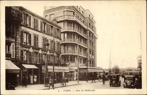 Ak Paris XIX., Rue de Belleville