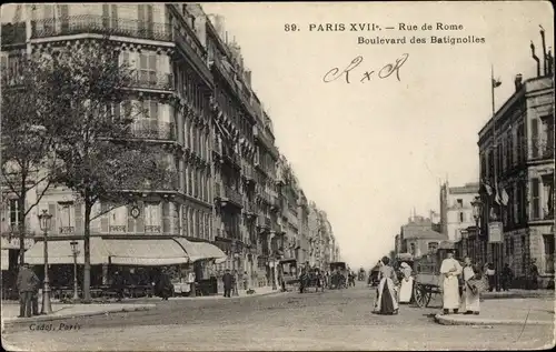 Ak Paris XVII., Rue de Rome, Boulevard des Batignolles