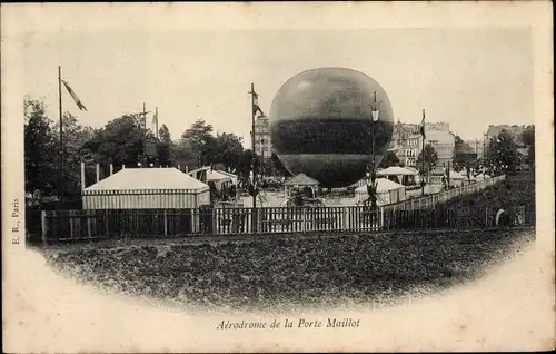 Ak Paris XVII., Aerodrome de la Porte Maillot, Ballon