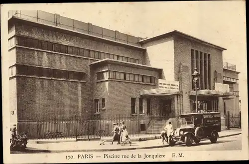 Ak Paris XVII., Piscine rue de la Jonquiere, Auto, Transporter